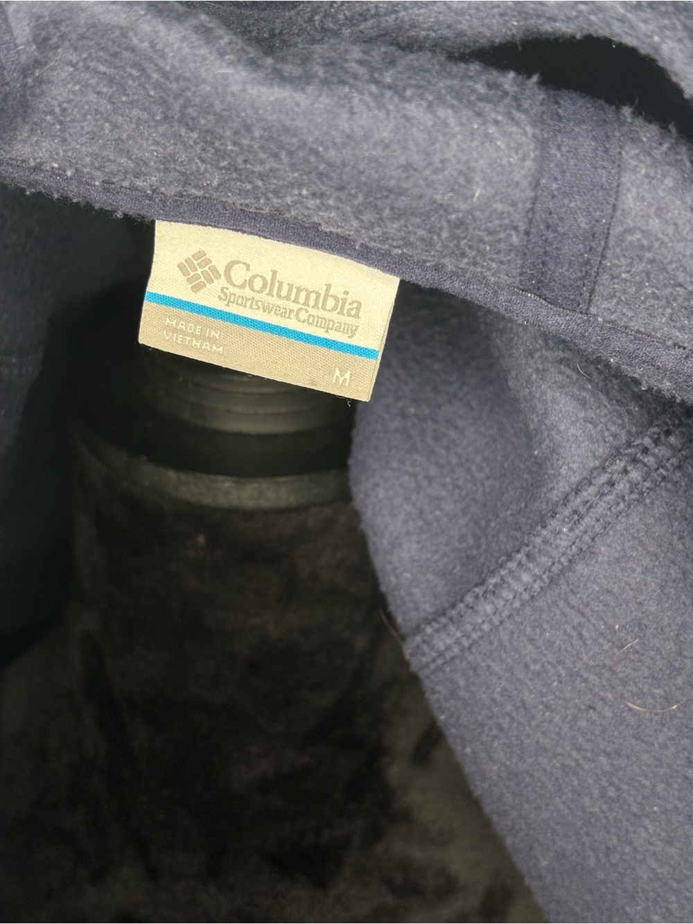 Columbia Navy Hooded Fleece Jacket Size Medium - Picture 6 of 6